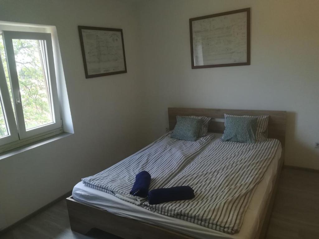 Posteľ alebo postele v izbe v ubytovaní Kossuth téri - második emeleti - Nopara STUDIO apartman
