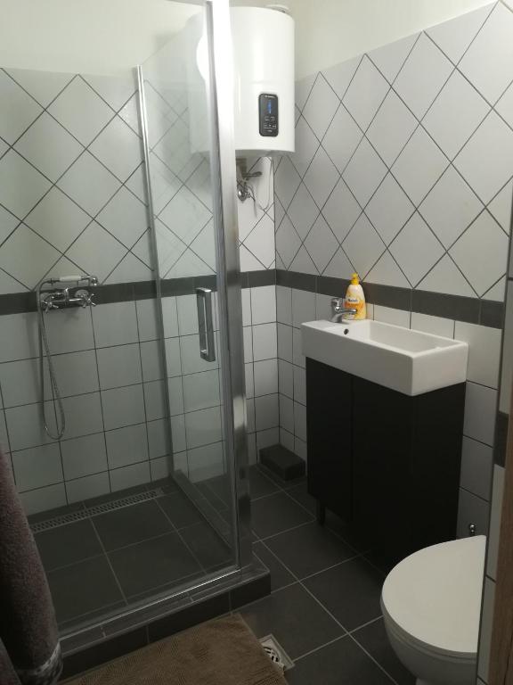 Kúpeľňa v ubytovaní Kossuth téri - második emeleti - Nopara STUDIO apartman