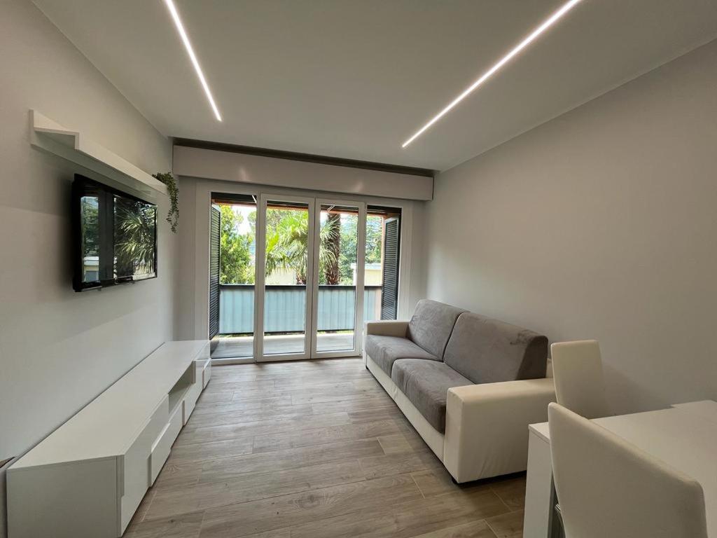 a living room with a couch and a television at Casa vacanze Collina d'oro in Montagnola