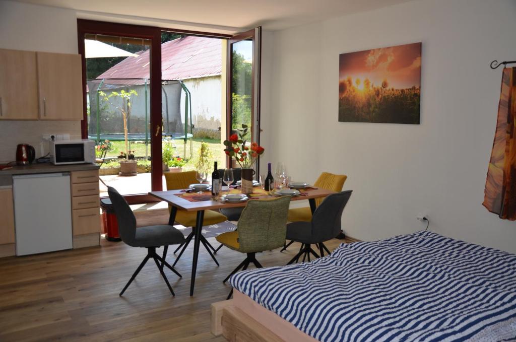 Kuchyň nebo kuchyňský kout v ubytování Apartmán Nad potokem