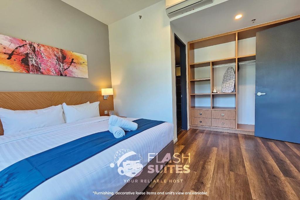 Postel nebo postele na pokoji v ubytování Onsen Premium Suites @ Tambun Ipoh