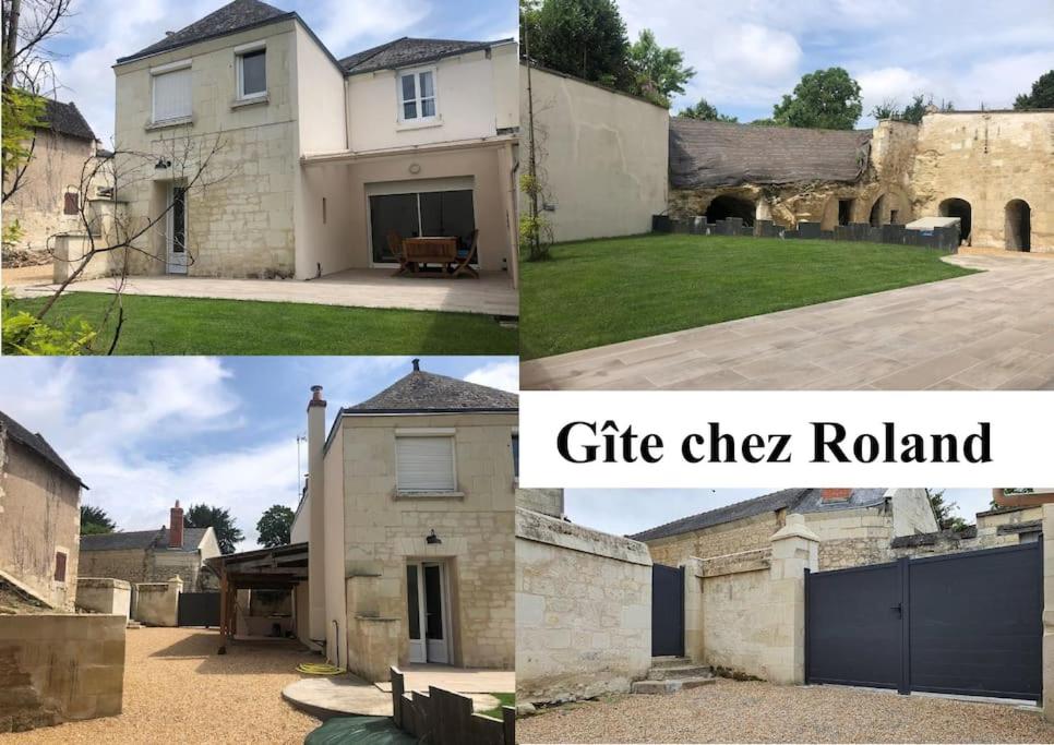 un collage de tres fotos de una casa en Maison-Gite Chez Roland, en Distré