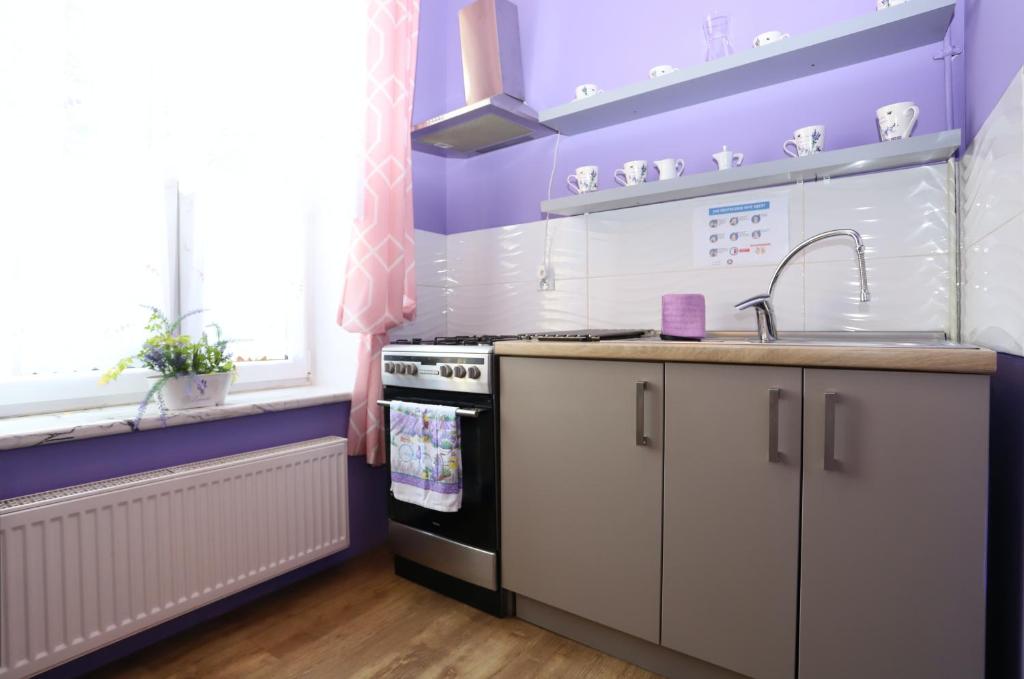 Kuchyňa alebo kuchynka v ubytovaní Apartament Lawendowy