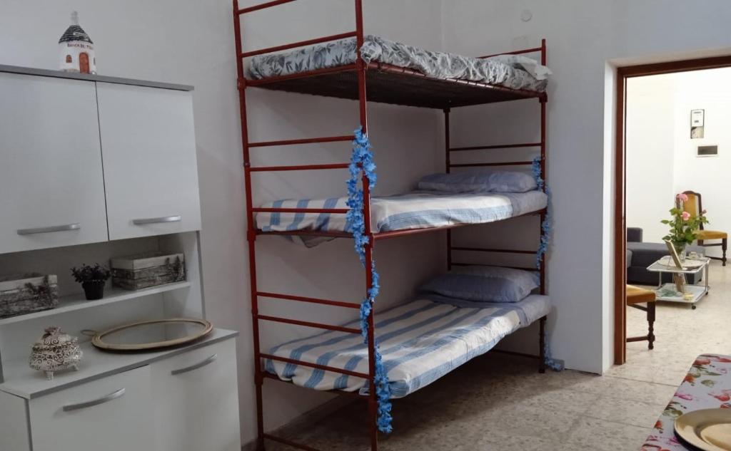 a room with three bunk beds in a room at CASA VACANZA NONNA EMMA in Lizzano