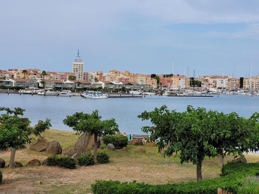 - une vue sur une étendue d'eau avec un port de plaisance dans l'établissement La plagette d'emy, au Cap d'Agde