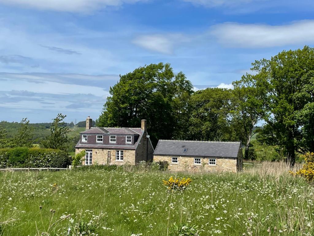 una vecchia casa in mezzo a un campo di Stay on the Hill - Self Catered Cottages Laverick and Bothy a Hexham