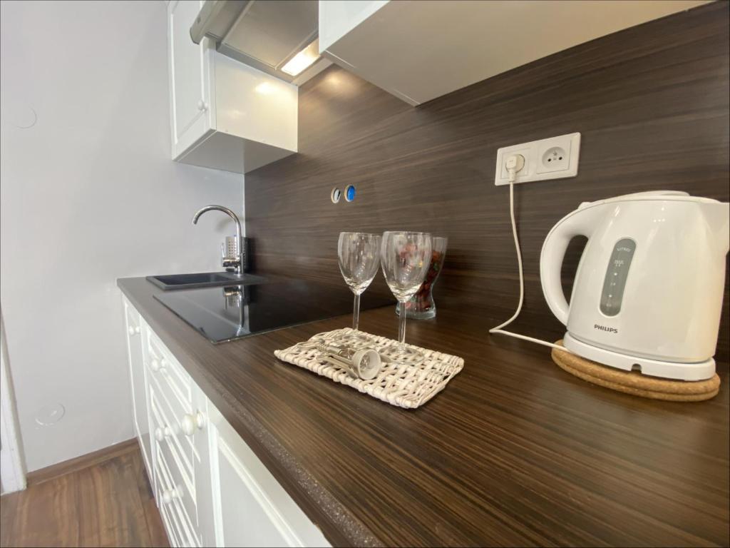 Kuchyňa alebo kuchynka v ubytovaní P&J Apartamenty Św. Krzyża