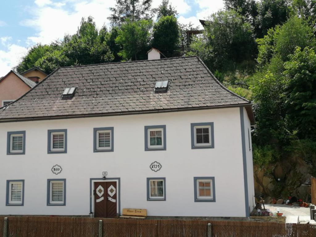 a large white house with a brown roof at Apartments Haus Erna in Weitra