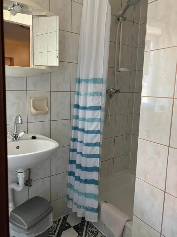 Koupelna v ubytování Doppelzimmer vom Friesenhof Wieratal