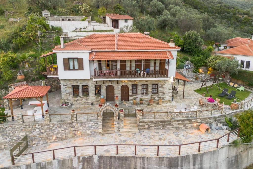 an aerial view of a house with at Μariza's escape in Afissos