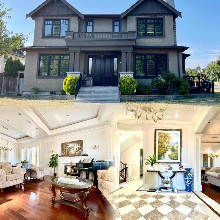 a large house with a living room and a dining room at Vancouver Airport guesthouse in Vancouver