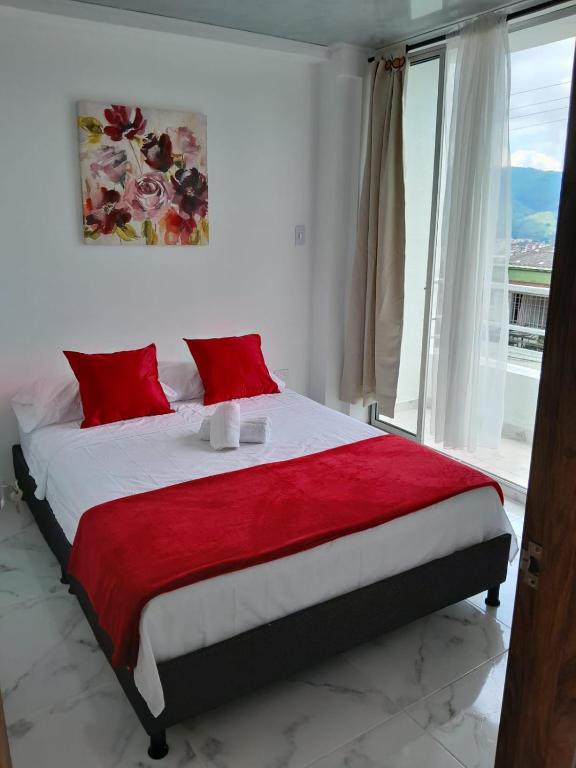 Postel nebo postele na pokoji v ubytování Apartamento Amoblado en la via Termales Santa Rosa de Cabal