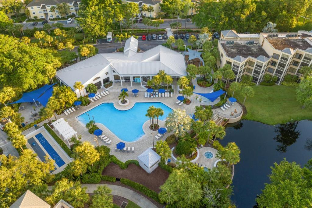 an aerial view of the pool at the resort at Marriott's Royal Palms in Orlando