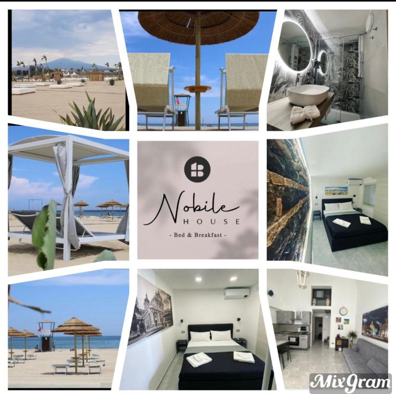 un collage di foto di un hotel e di una residenza di NobileHouse a Catania