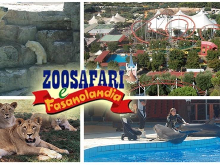 kolaż zdjęć zoo z lwami i parkiem w obiekcie Il giardino delle Fate w mieście La Correggia