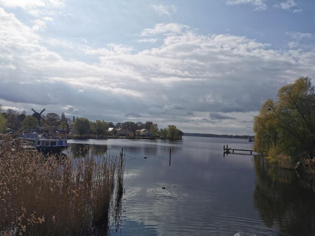 a view of a lake with ducks in the water at Quitte10 in Glindow