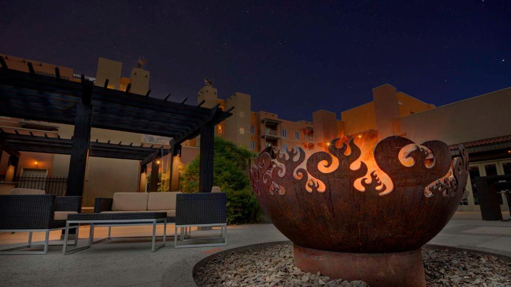 a large vase sitting in the middle of a patio at Spirit Ridge, in The Unbound Collection by Hyatt in Osoyoos