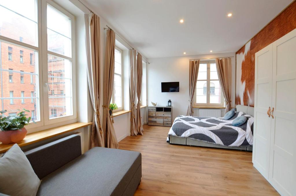 Televízia a/alebo spoločenská miestnosť v ubytovaní Apartament Szeroka Old Town