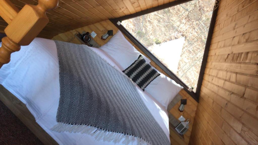 Postel nebo postele na pokoji v ubytování Căsuțele de sub pădure
