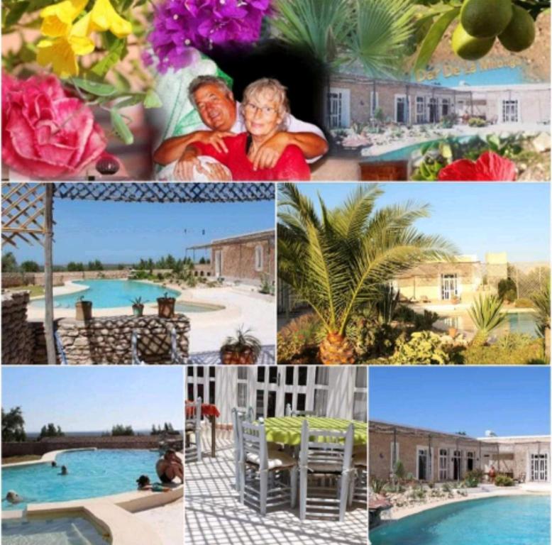 un collage de photos d'un complexe avec une piscine dans l'établissement Dar De La Milonga, à Essaouira