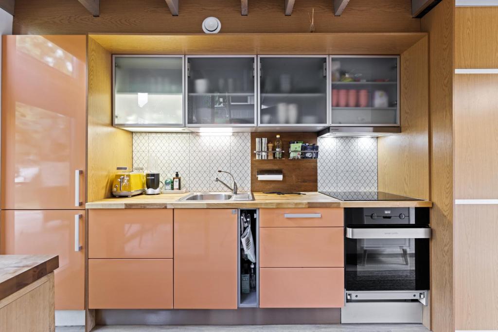 Kuchyň nebo kuchyňský kout v ubytování Cube house