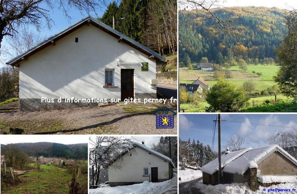 een collage van vier foto's van een wit huis bij Gîte rural Les Maires d'Avaux in Saint-Bresson