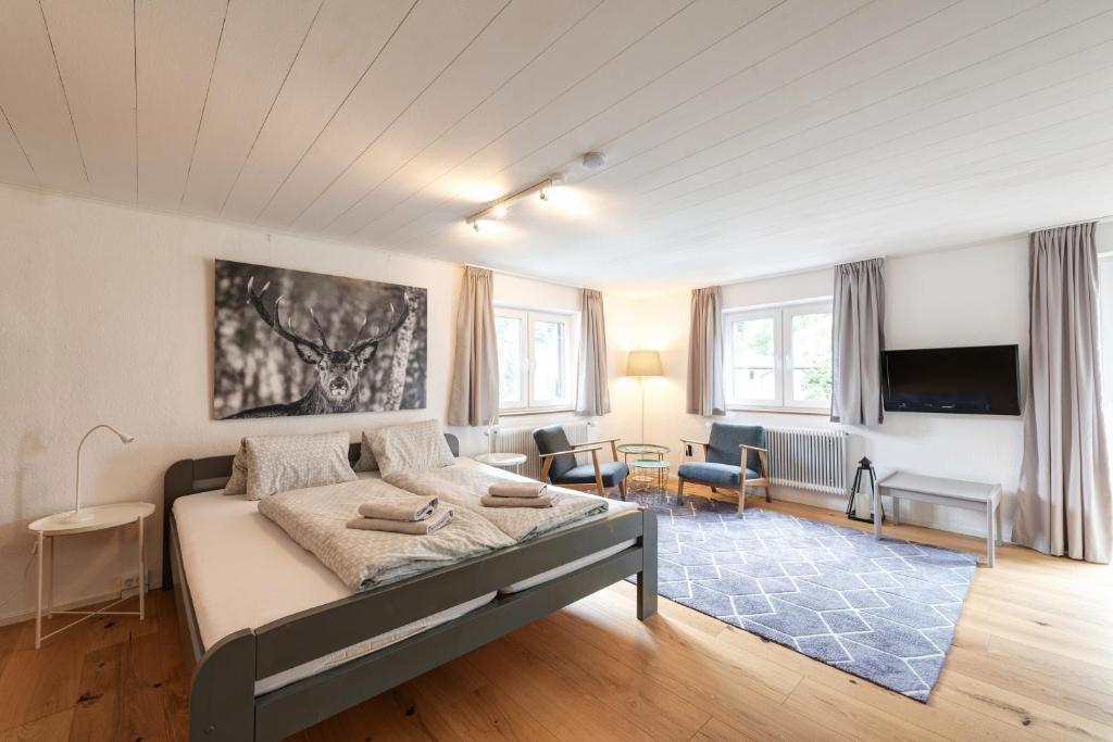 TV a/nebo společenská místnost v ubytování Chalet Stanzertal