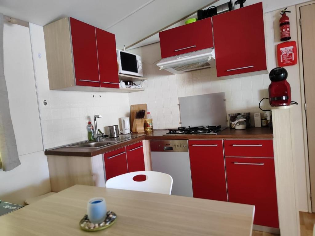 Kuchyň nebo kuchyňský kout v ubytování Rose PB -Mobile Home