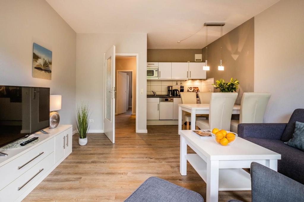 Kuchyň nebo kuchyňský kout v ubytování Haus Nordseeblick Wohnung 3