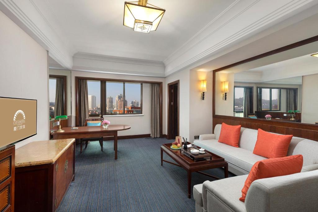 Posezení v ubytování City Hotel Xiamen-Free Welcome Fruits