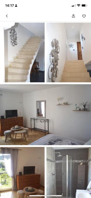 un collage de fotos de una escalera en una casa en Le paradis, en Barbentane