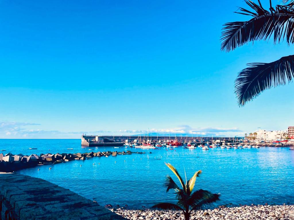 a view of a beach with umbrellas and the water at Luxury 2bedroom apartment on San Juan Beach in Playa de San Juan