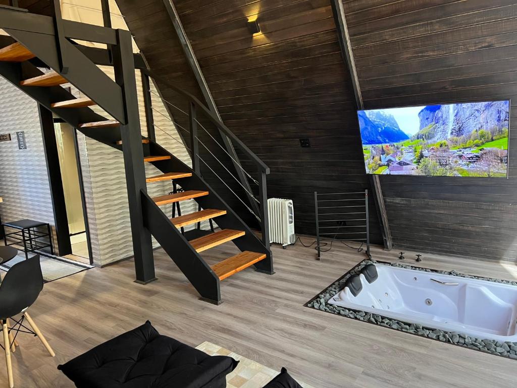 TV a/nebo společenská místnost v ubytování Chalé Villa Nature