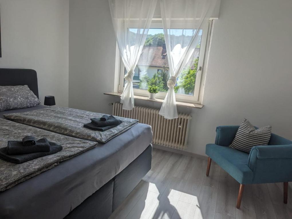 Katil atau katil-katil dalam bilik di Ferienwohnung Magda, Scheidt