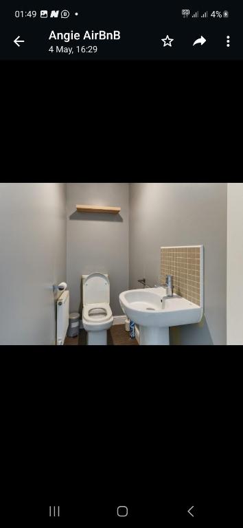ein Bad mit einem WC und einem Waschbecken in der Unterkunft Simitach Serviced apartments in Middleton
