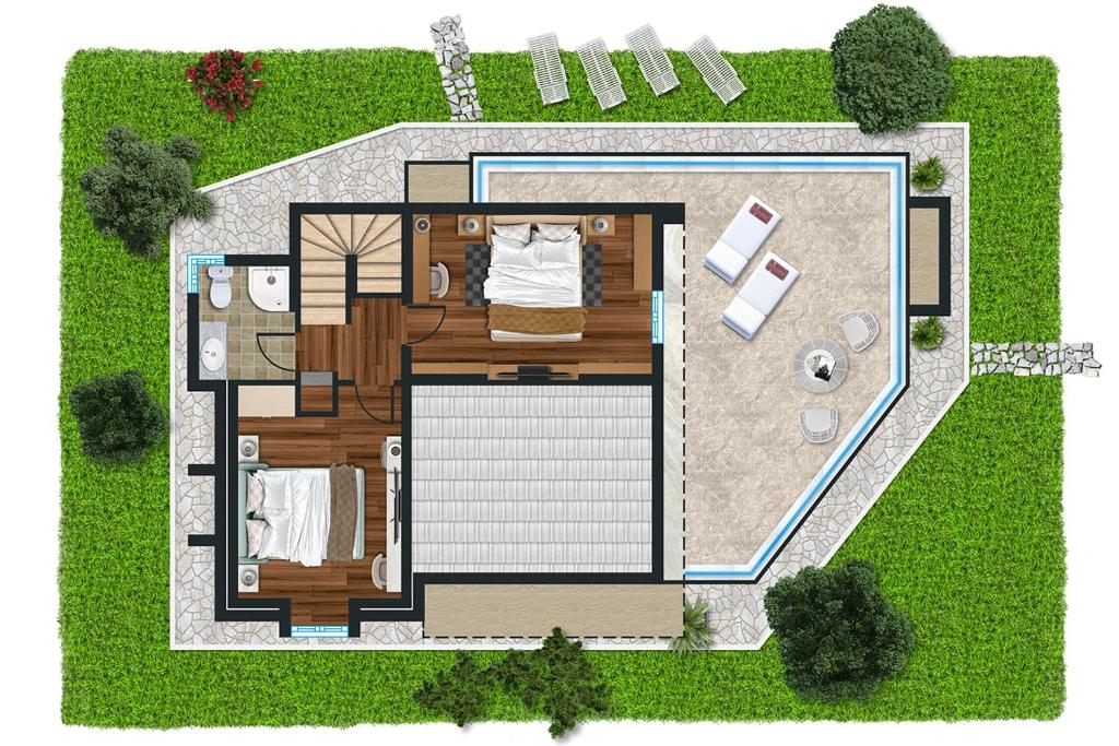 Půdorys ubytování Azalea Villa Sani with Outdoor Hot Tub, Sani Luxury Villas Collection