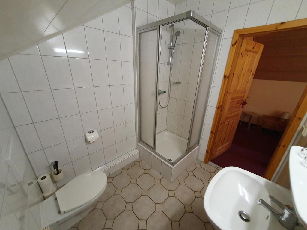 Koupelna v ubytování Feriendorf Fuchsberg