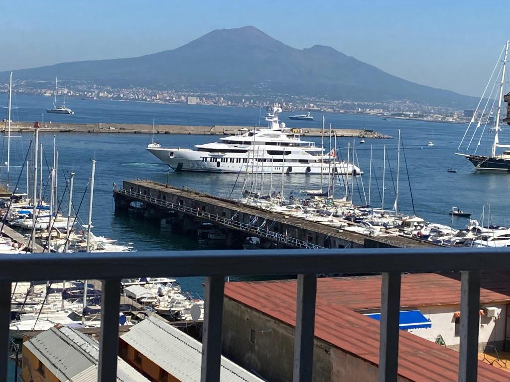 eine Yacht an einem Yachthafen angedockt ist in der Unterkunft Appartamento vista mare Aria 'e mare tra Pompei e Sorrento in Castellammare di Stabia