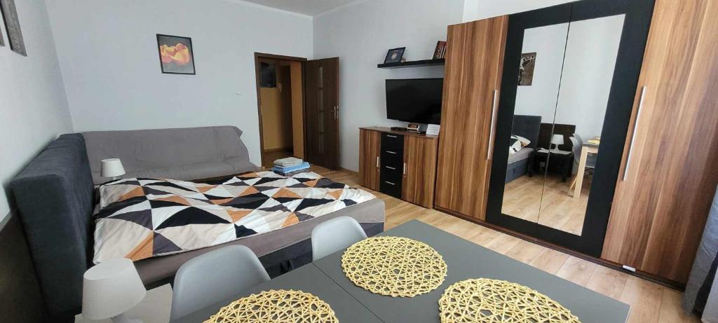 Posteľ alebo postele v izbe v ubytovaní Apartament Skwer Kosciuszki Morze