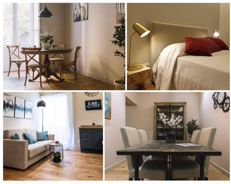 a collage of pictures of a bedroom and a dining room at Four Elements Apartments in Catania