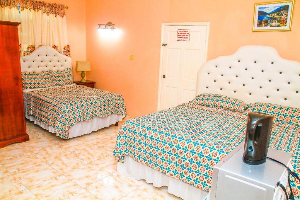 Postel nebo postele na pokoji v ubytování Dela de-Rose Guest House Negril Jamaica