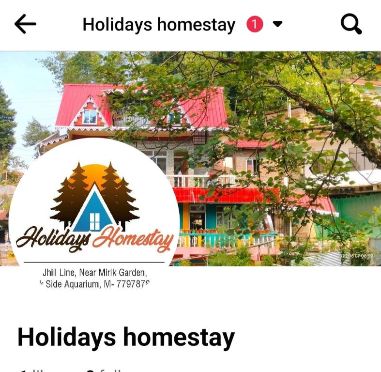 une capture d'écran de la page d'accueil des vacances avec une maison dans l'établissement Holidays homestay, à Mirik