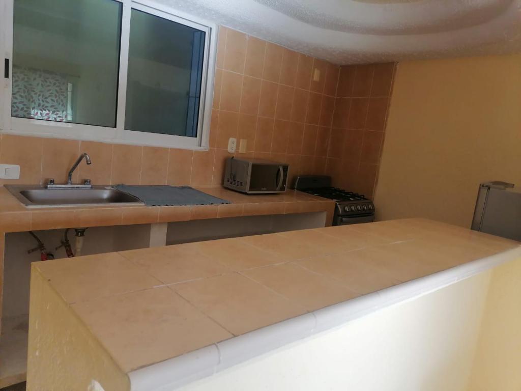 - une cuisine avec un comptoir et un évier dans l'établissement Puerto Mar 201, à Acapulco