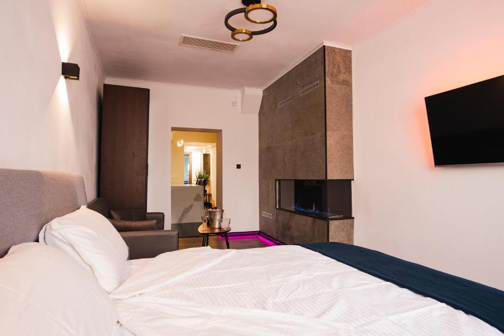 TV a/nebo společenská místnost v ubytování Fagaras City Center Experience