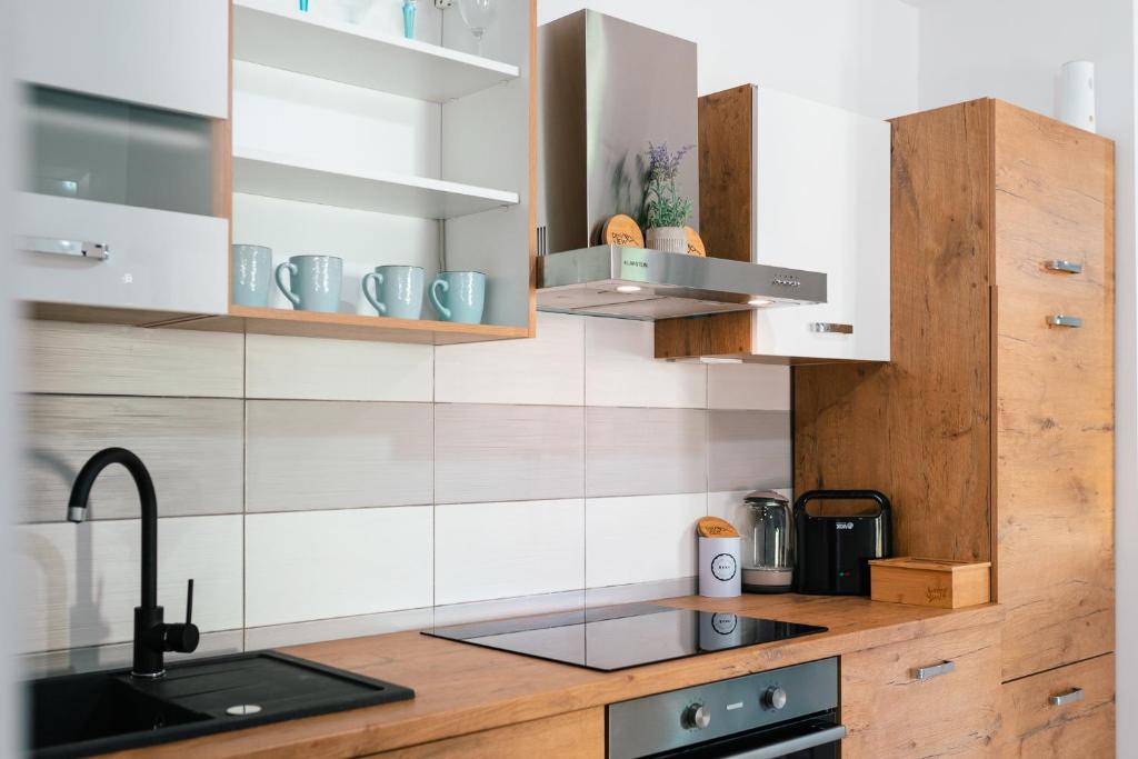 Kuchyň nebo kuchyňský kout v ubytování Dinara View Apartment-Knin