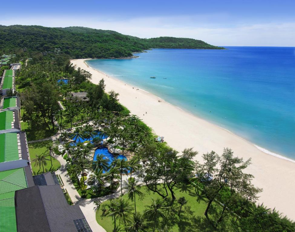 an aerial view of a beach with a resort at Katathani Phuket Beach Resort - SHA Extra Plus in Kata Beach