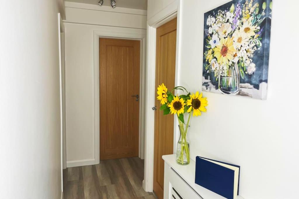 a vase of flowers on a counter in a room at Royal Haven in Hillsborough