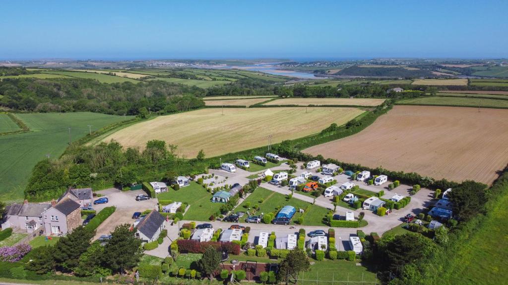 an aerial view of a group of tents in a field at The Laurels Cottages nr Padstow and Wadebridge in Wadebridge