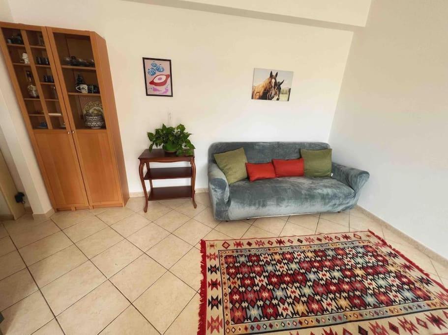 ein Wohnzimmer mit einem Sofa und einem Teppich in der Unterkunft Apartment in Santa Marinella in Santa Marinella