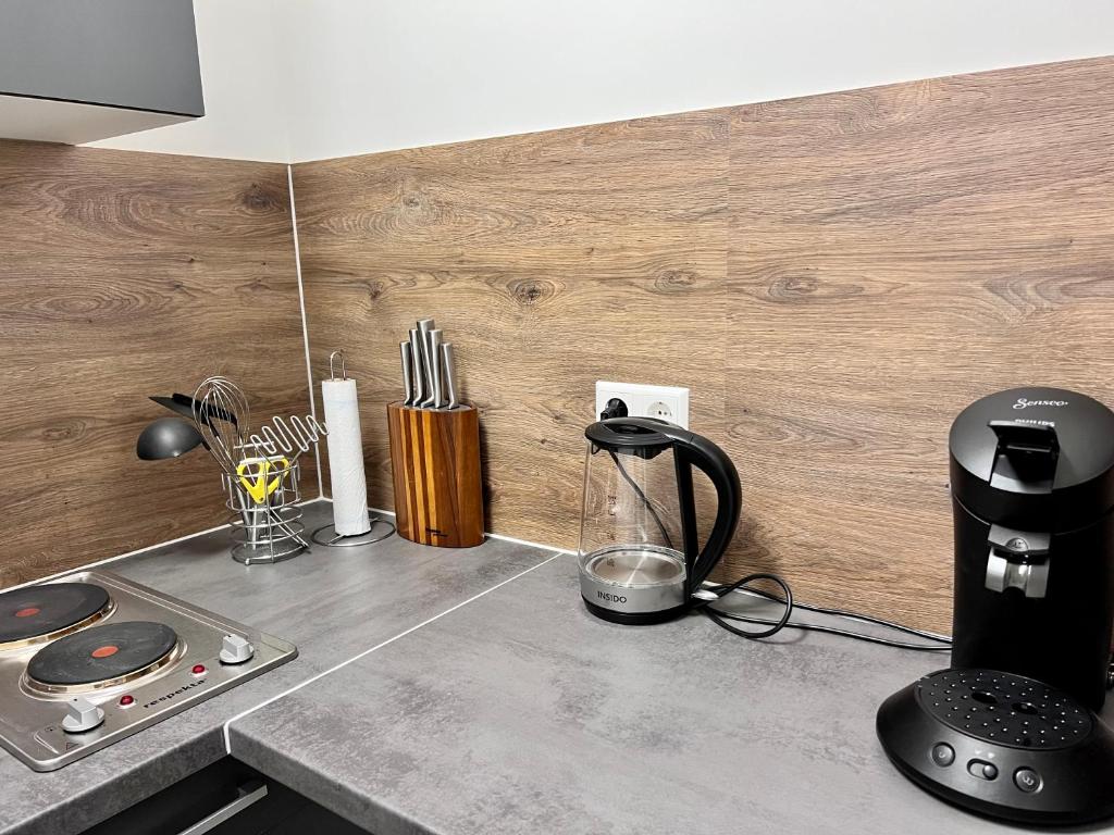 Kuchyň nebo kuchyňský kout v ubytování Sophie Flair Apartment